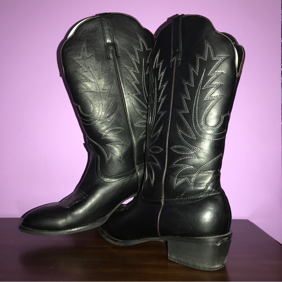 Shoes Womens Black Leather Cowboy Boots Size 12 Poshmark